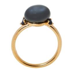 Pomellato Capri Ceramic Blue Sapphire 18K Rose Gold Ring Size 55