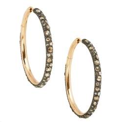 Pomellato Catene Brilliant and Rose Cut Brown Diamonds 18K Rose Gold Earrings 