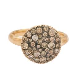 Pomellato Sabbia Brown Diamond 18k Yellow Gold Cocktail Ring Size 50