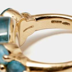 Pomellato Luna Blue Topaz 18K Rose Gold Cocktail Ring Size 54