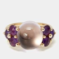 Pomellato Luna Amethyst 18K Rose Gold Ring Size 54