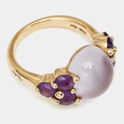 Pomellato Luna Amethyst 18K Rose Gold Ring Size 54