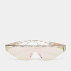 Poppy Lissiman White/Iridescent Space Party Crystals Shield Sunglasses