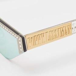 Poppy Lissiman White/Iridescent Space Party Crystals Shield Sunglasses