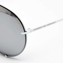 Pre Owned Porsche Design White/ Silver Mirrored P'8478 Aviator Sunglasses