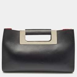 Porsche Design Black Leather Oversized Frame Clutch