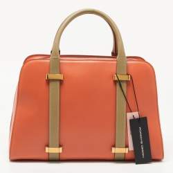 Porsche Design Orange/Beige Leather Medium Twin Satchel