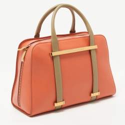 Porsche Design Orange/Beige Leather Medium Twin Satchel