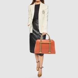Porsche Design Orange/Beige Leather Medium Twin Satchel