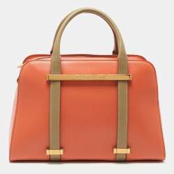 Porsche Design Orange/Beige Leather Medium Twin Satchel