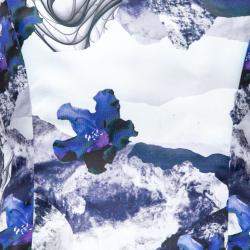 Prabal Gurung Purple Rorschach Floral Print Satin Sleeveless Fit and Flare Dress M