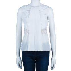 Prabal Gurung White Sleeveless Lace Insert Top M