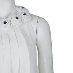 مملوكة مسبقًا توب برابال غورونغ أبليكات ورد بلا أكمام حرير أبيض S