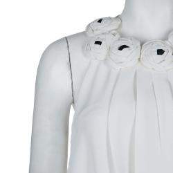 مملوكة مسبقًا توب برابال غورونغ أبليكات ورد بلا أكمام حرير أبيض S