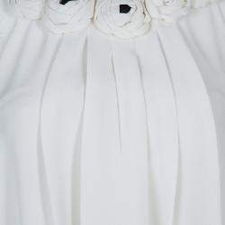 مملوكة مسبقًا توب برابال غورونغ أبليكات ورد بلا أكمام حرير أبيض S