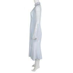 Prabal Gurung Powder Blue Sheer Sleeve Side Button Detail Dress M