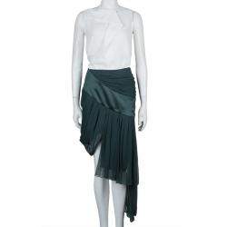 Prabal Gurung Green Chiffon Draped Asymmetric Skirt S
