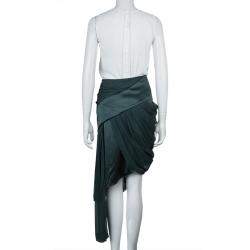 Prabal Gurung Green Chiffon Draped Asymmetric Skirt S