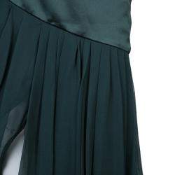 Prabal Gurung Green Chiffon Draped Asymmetric Skirt S