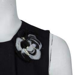 مملوكة مسبقًا Prabal Gurung Black Rosette Applique Detail Sleeveless Silk Blouse M