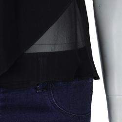 مملوكة مسبقًا Prabal Gurung Black Rosette Applique Detail Sleeveless Silk Blouse M