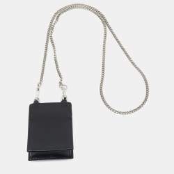 Prada Black Saffiano Leather Earphone Chain Case 