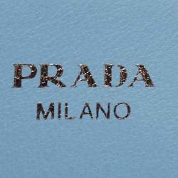 مملوكة مسبقًا Prada Light Blue Saffiano Leather Crystals Embellished Shoulder Bag Strap