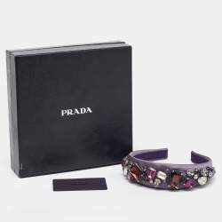 Prada Purple Satin Crystal Embellished Headband