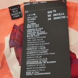 Prada Orange Georgette Printed Silk Scarf