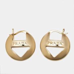 Pre Owned Prada Gold Tone Earrings