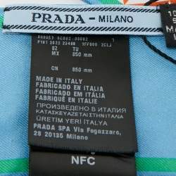 Pre Owned Prada Blue/Orange Triangle Hibiscus Print Silk Bandeau Scarf