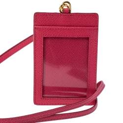 Prada Fuchsia Saffiano Leather ID Badge Holder