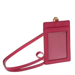 Prada Fuchsia Saffiano Leather ID Badge Holder