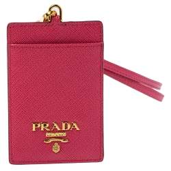 Prada Fuchsia Saffiano Leather ID Badge Holder