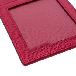 Prada Fuchsia Saffiano Leather ID Badge Holder