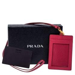 Prada Fuchsia Saffiano Leather ID Badge Holder