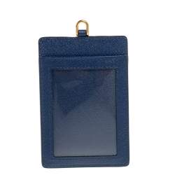 Prada Blue Saffiano Leather ID Badge Holder