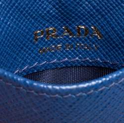 Prada Blue Saffiano Leather ID Badge Holder