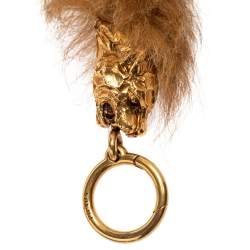 Pre Owned Prada Brown Fur Tiger Head Bag Strap