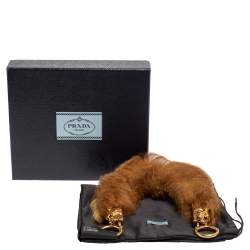 Pre Owned Prada Brown Fur Tiger Head Bag Strap