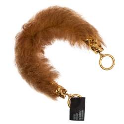 Pre Owned Prada Brown Fur Tiger Head Bag Strap
