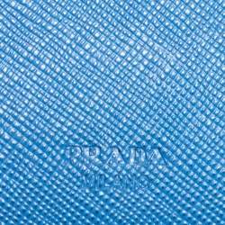 Pre Owned Prada Blue Saffiano Metal Leather Passport Holder