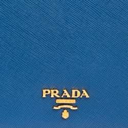 Pre Owned Prada Blue Saffiano Metal Leather Passport Holder