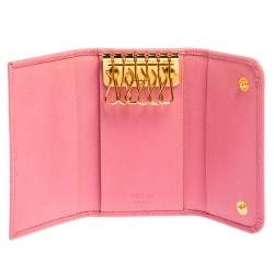 Prada Petal Pink Saffiano Leather Heart Key Chain/ Bag Charm Prada