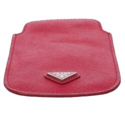 Pre Owned Prada Pink Saffiano Lux Leather iPhone Case 