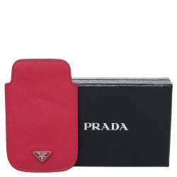 Pre Owned Prada Pink Saffiano Lux Leather iPhone Case 