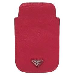 Pre Owned Prada Pink Saffiano Lux Leather iPhone Case 