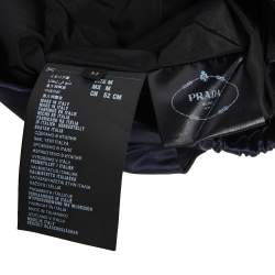 Pre Owned Prada Navy Blue Pleated Silk Satin Turban Size M