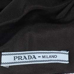 Pre Owned Prada Navy Blue Pleated Silk Satin Turban Size M