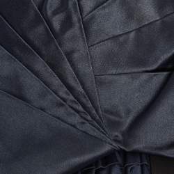 Pre Owned Prada Navy Blue Pleated Silk Satin Turban Size M